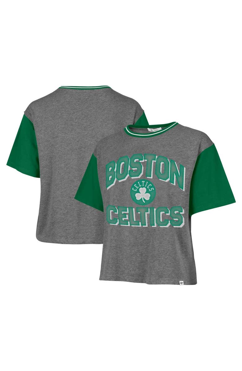 '47 Women's '47  Gray Boston Celtics Rise Clubhouse Ziggy Color Block T-Shirt, Main, color, 
