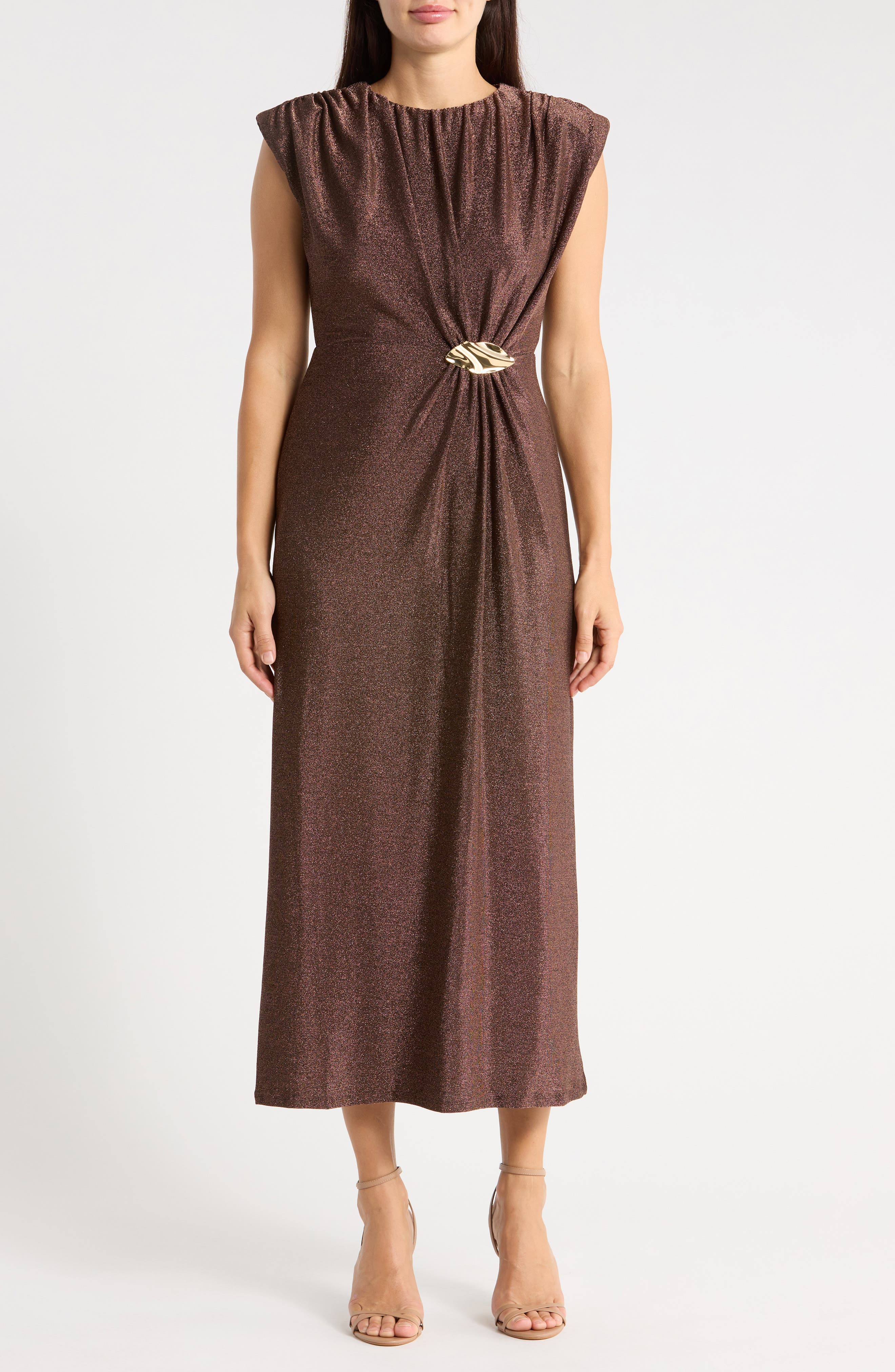 Bit Hardware Metallic Maxi Dress