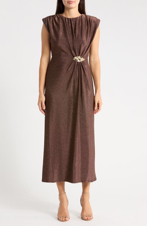 Bit Hardware Metallic Maxi Dress