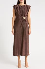 Mila Mae Bit Hardware Metallic Maxi Dress
