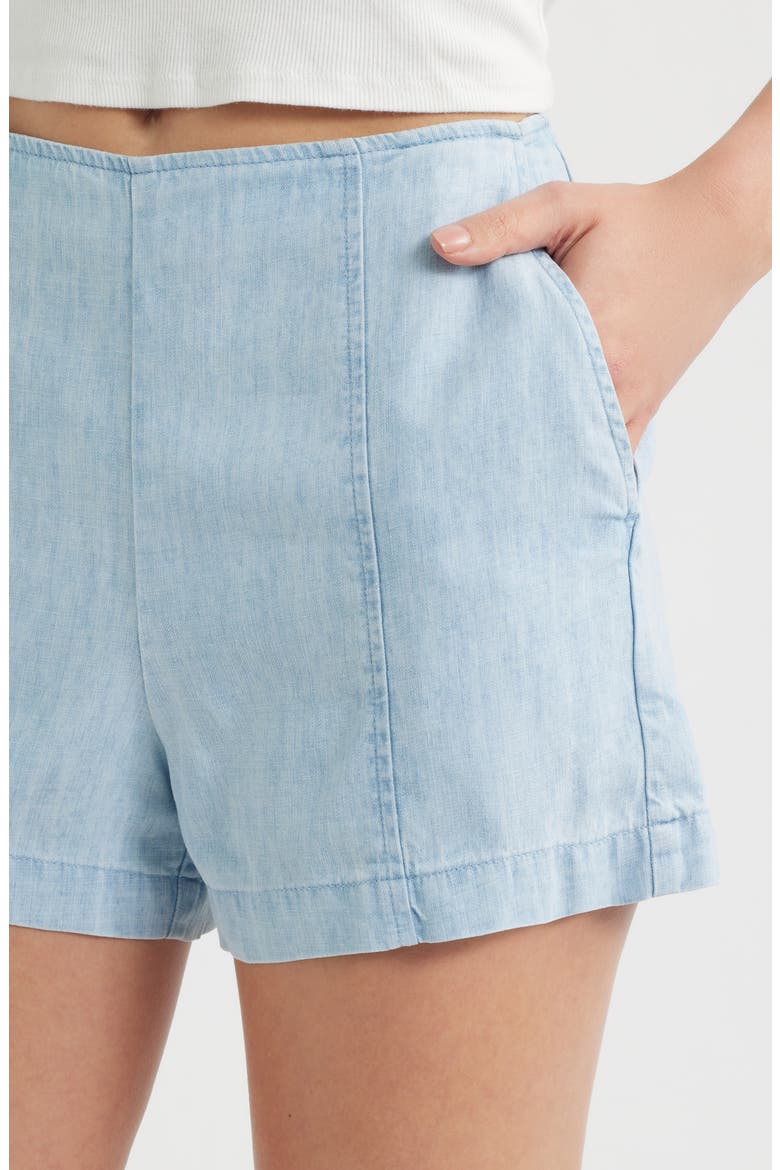 Smocked Back Seam Shorts, Alternate, color, SUN BLEACHED WASH