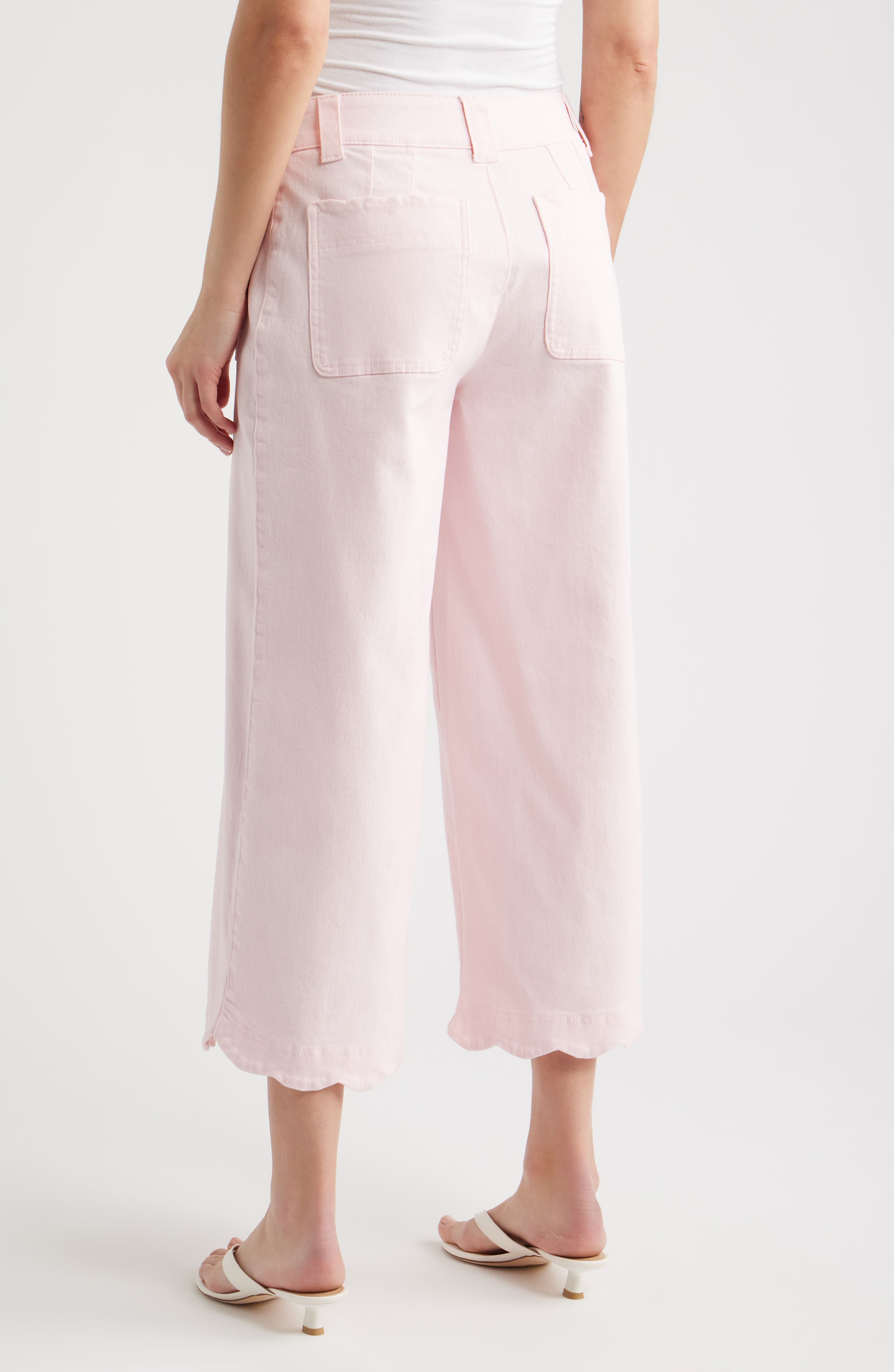 Wit & Wisdom Scallop Patch Pocket High Waist Crop Wide Leg Twill Pants — фото 2