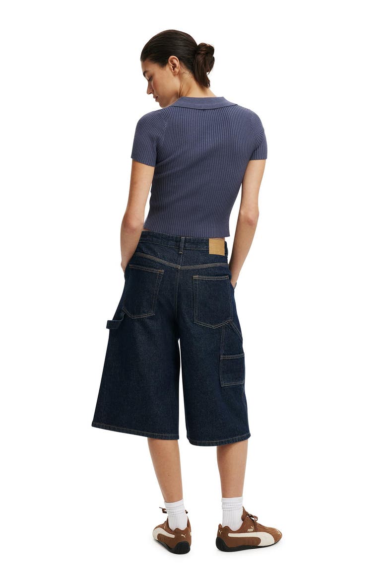 Women's 91 Baggy Denim Jort, Alternate, color, Carpenter Shutter Blue