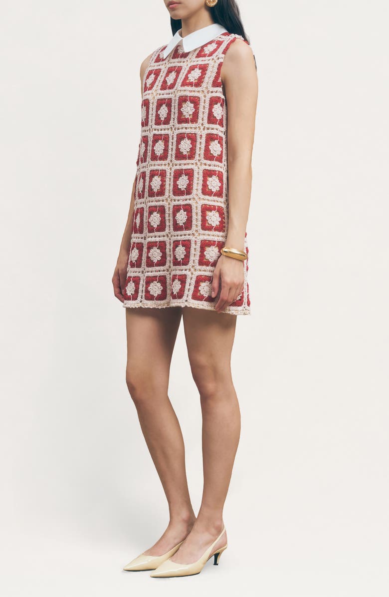 MAUDE CLUB Sawyer Crochet Cotton Blend Minidress, Alternate, color, Berry Crochet