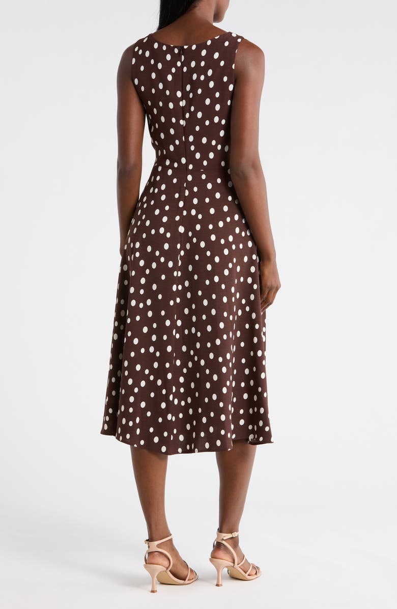 Connected Apparel Dot Side Pleat Sleeveless Midi Dress, Alternate, color, 
