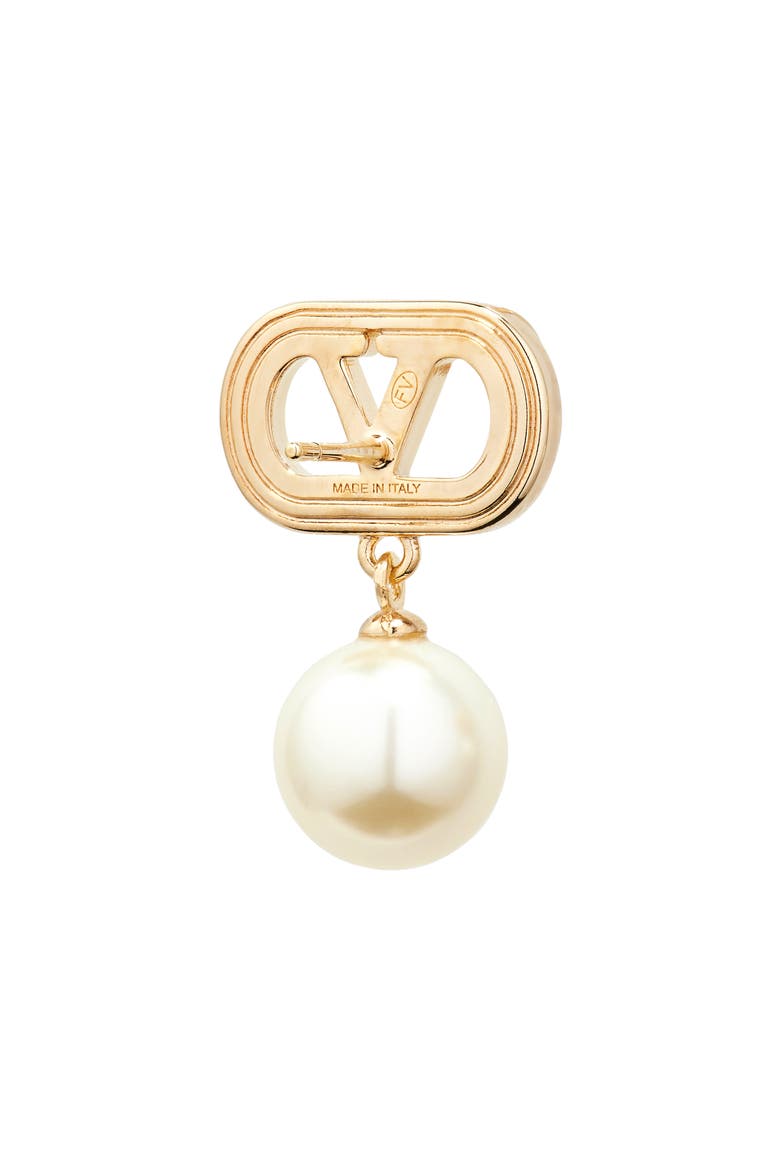 Ovalette VLOGO Swarovski® Faux Pearl Drop Earrings, Alternate, color, YELLOW GOLD