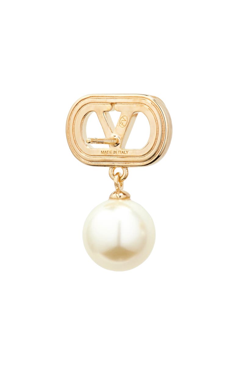 Valentino Garavani Ovalette VLOGO Swarovski<sup>®</sup> Faux Pearl Drop Earrings, Alternate, color, Yellow Gold