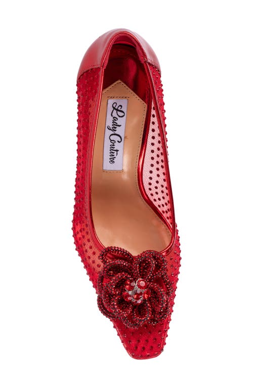 Lady Couture Rhinestone Mesh Pump In Red