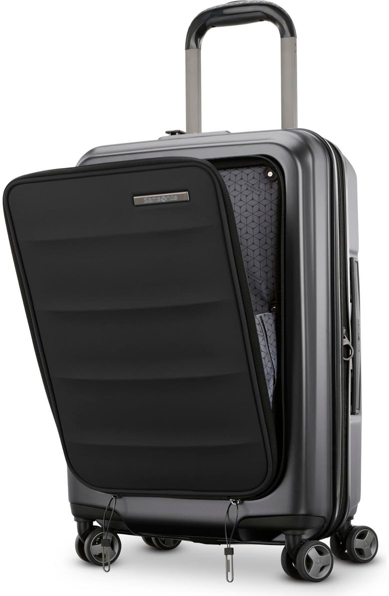 Samsonite Octiv 2-Piece Set (Pro Front Pocket 20/28) Hardside Spinner, Alternate, color, Stealth Black