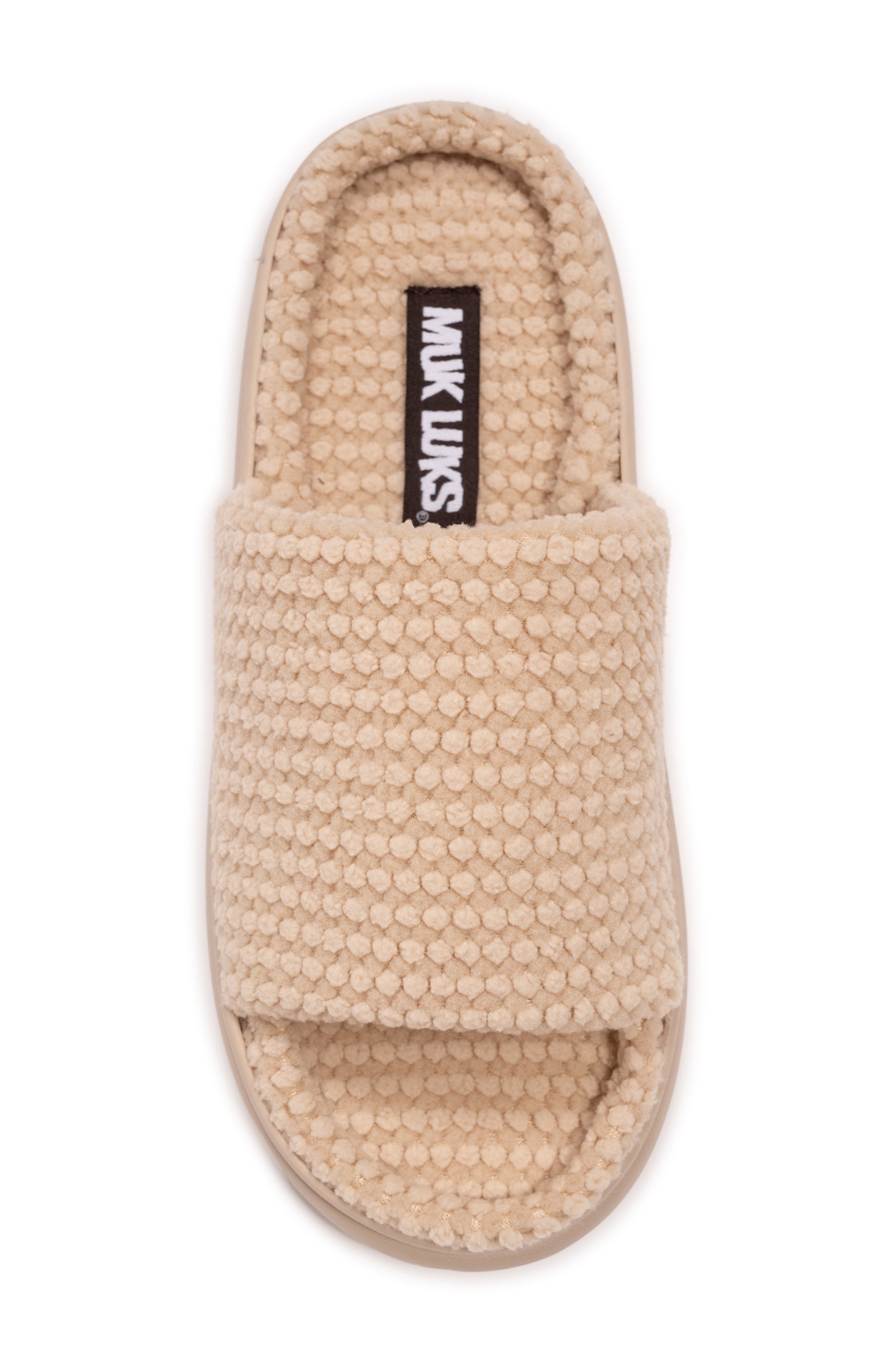 MUK LUKS Marsai Faux Shearling Slipper, Alternate, color, Wheat Knit
