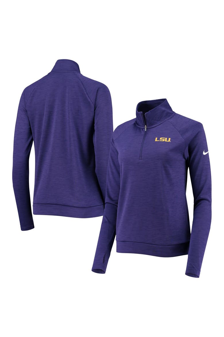 Women's Nike Purple LSU Tigers Pacer Raglan Performance Quarter-Zip Jacket, Main, color, Purple