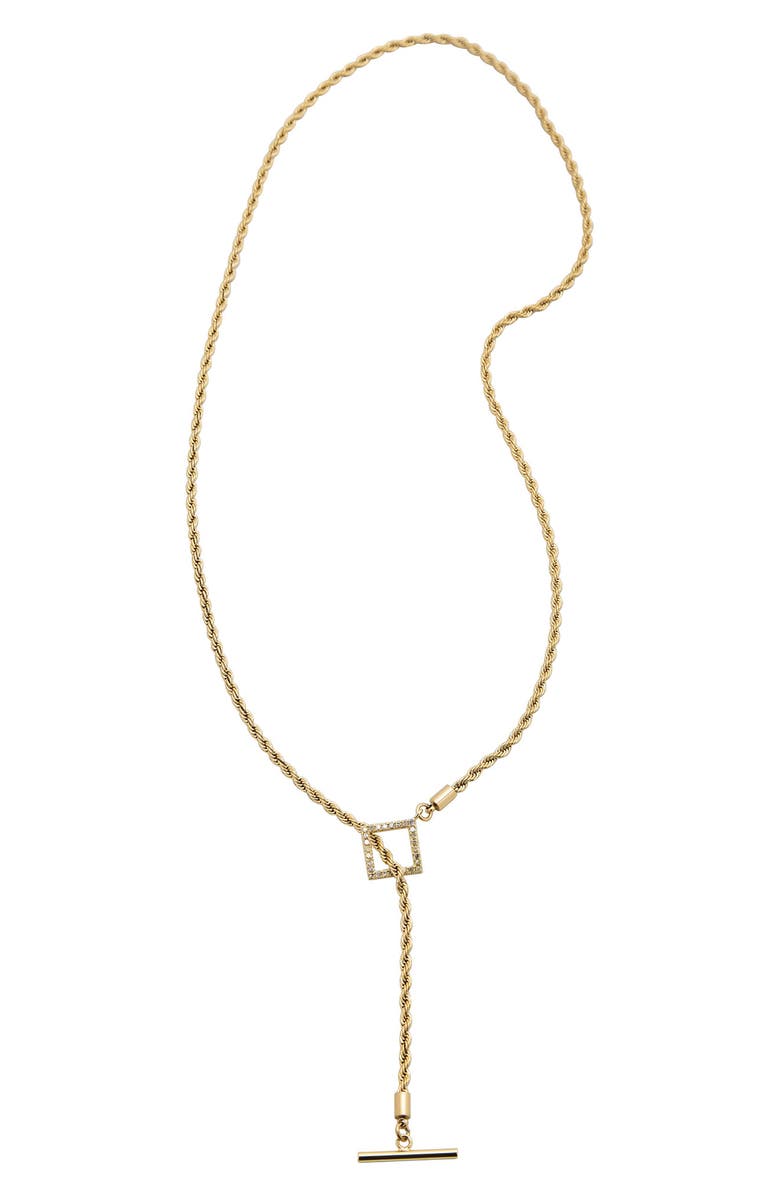 st. Moran Rope Lariat with Pavé Diamonds, Main, color, Gold