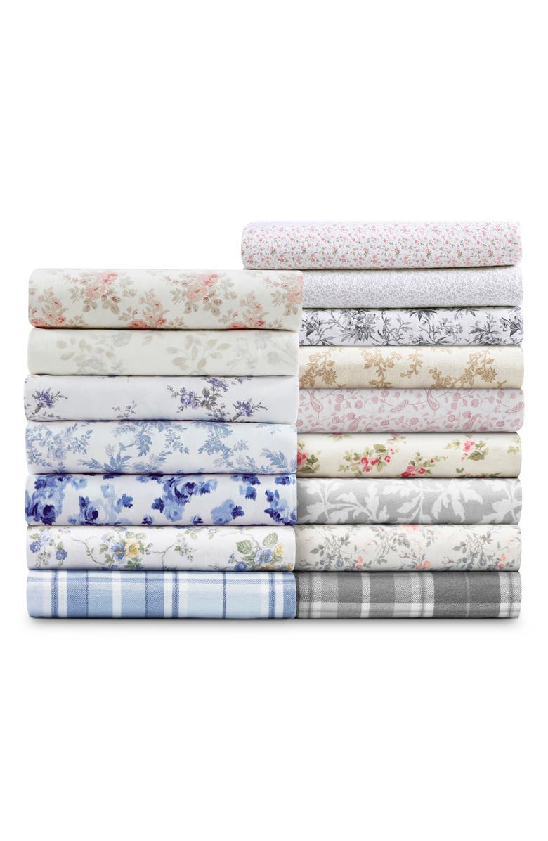 Laura Ashley Mulholland Plaid Cotton Flannel Sheet Set, Alternate, color, Grey