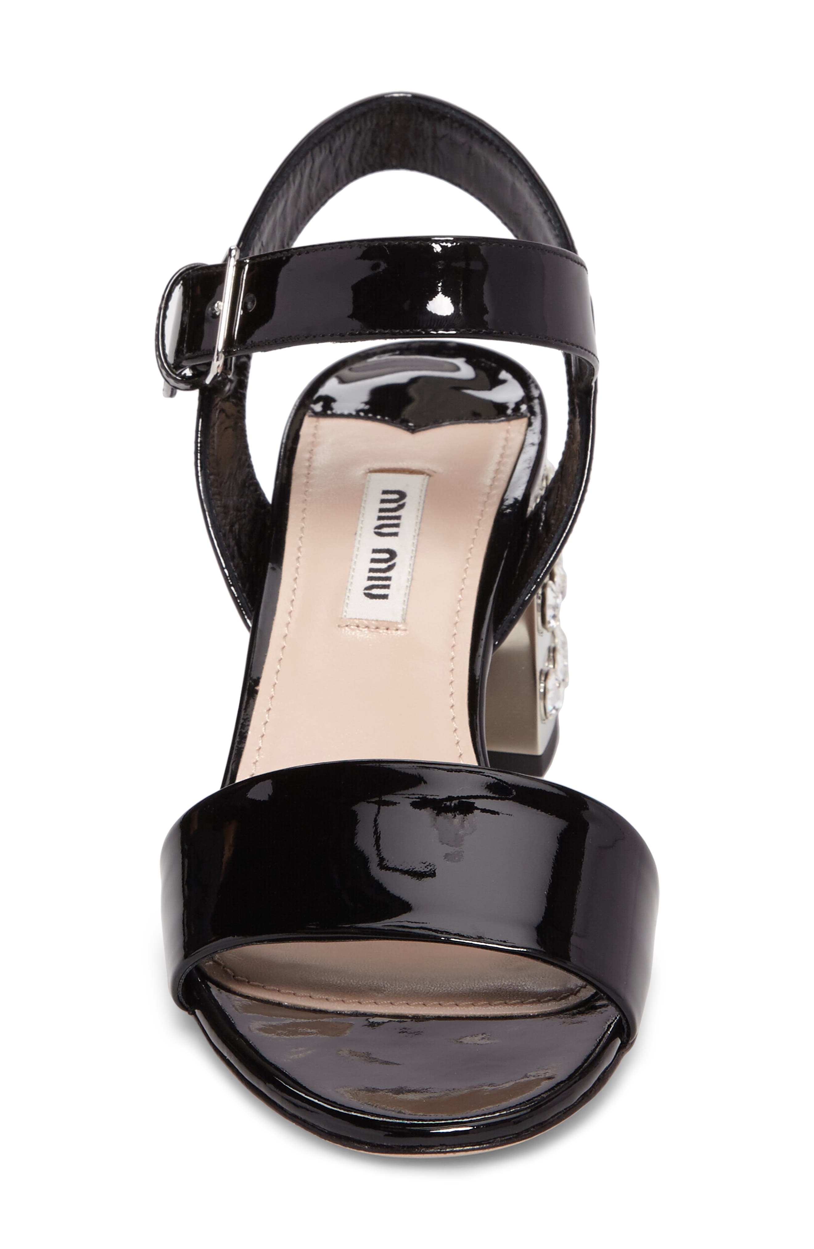 Miu Miu Crystal Embellished Block Heel Sandal, Alternate, color, 