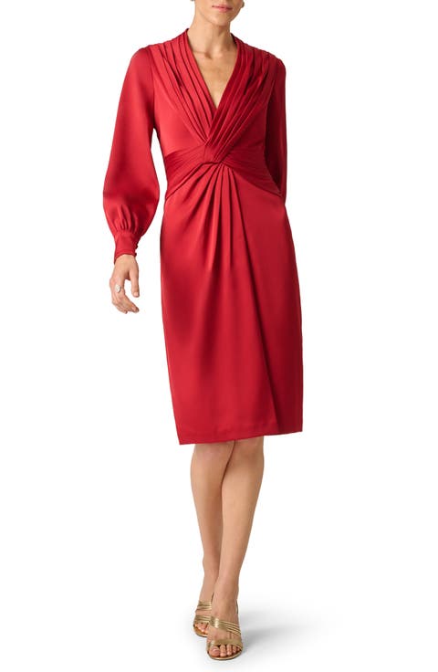 Crepe Back Satin Twist Front Midi Dress
