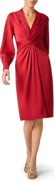 Aidan Mattox Crepe Back Satin Twist Front Midi Dress