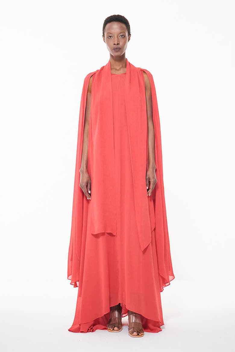Cape Detail Maxi Kaftan, Main, color, Coral