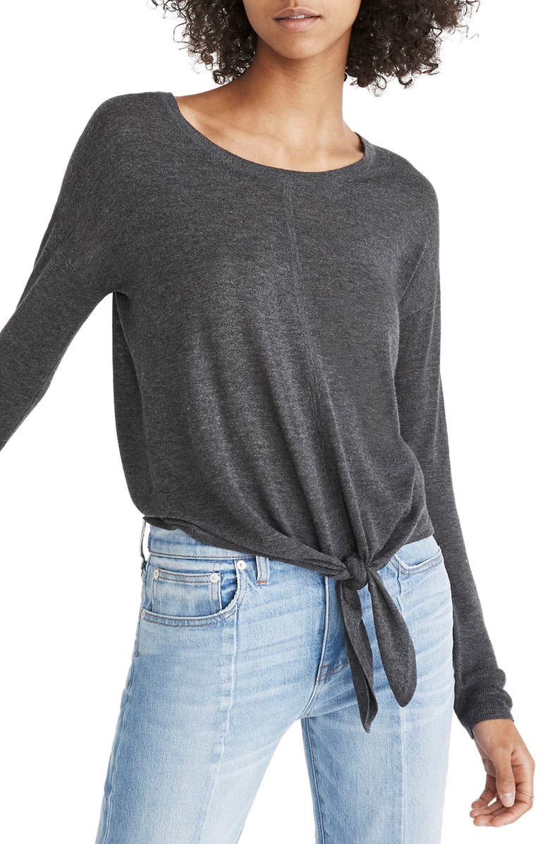 Madewell Modern Tie Front Sweater, Main, color, 