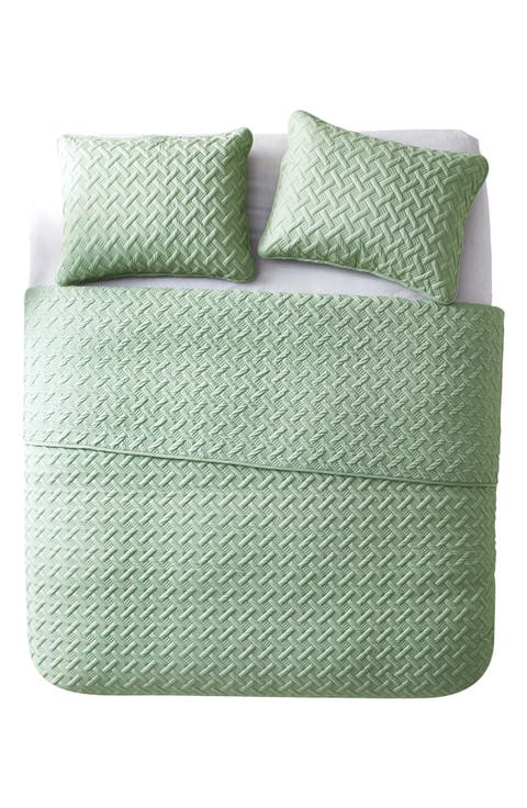 Nina Embossed Basketweave Quilt Set - Twin