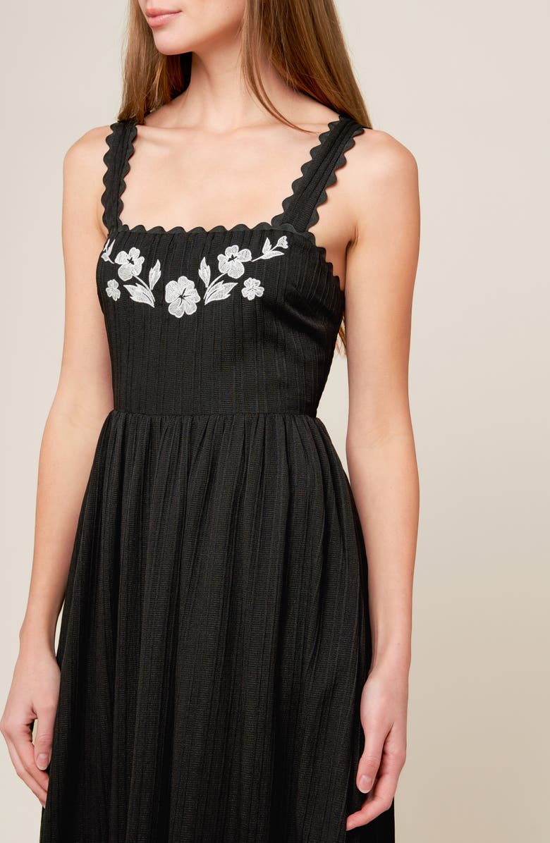 FLYING TOMATO Embroidered Fit and Flare Midi Dress, Alternate, color,
