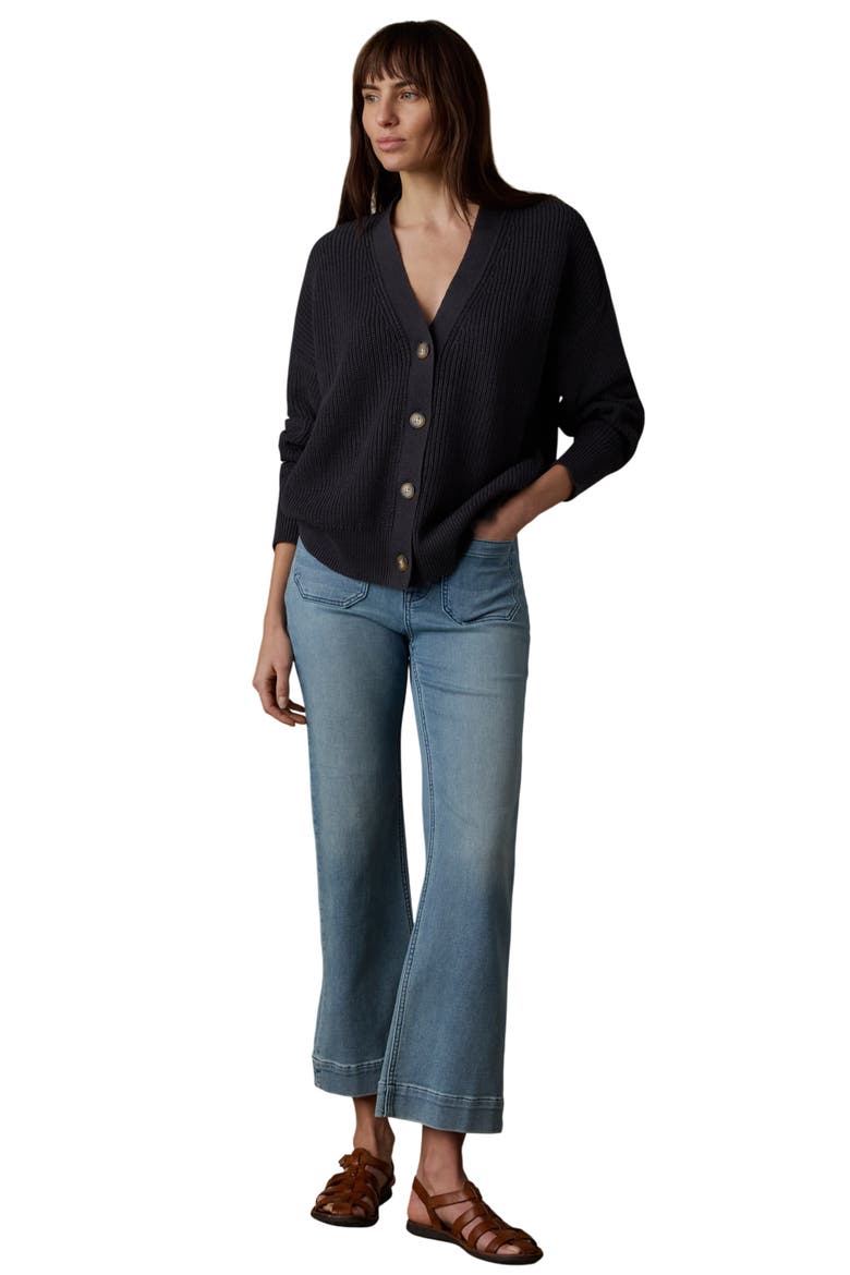 Miramar Linen & Organic Cotton Cardigan, Alternate, color, WASHED BLACK