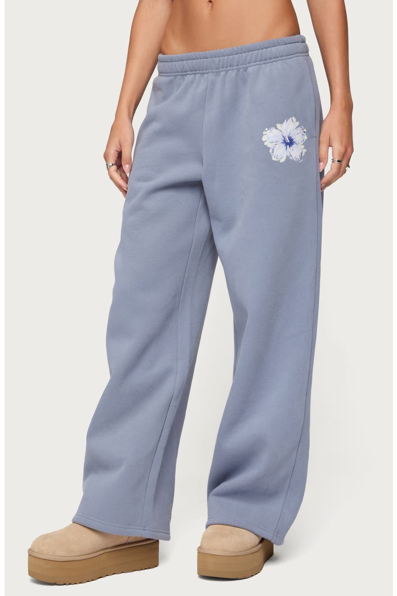 Tropical Bloom Wide Leg Sweatpants, Main, color, BLUE