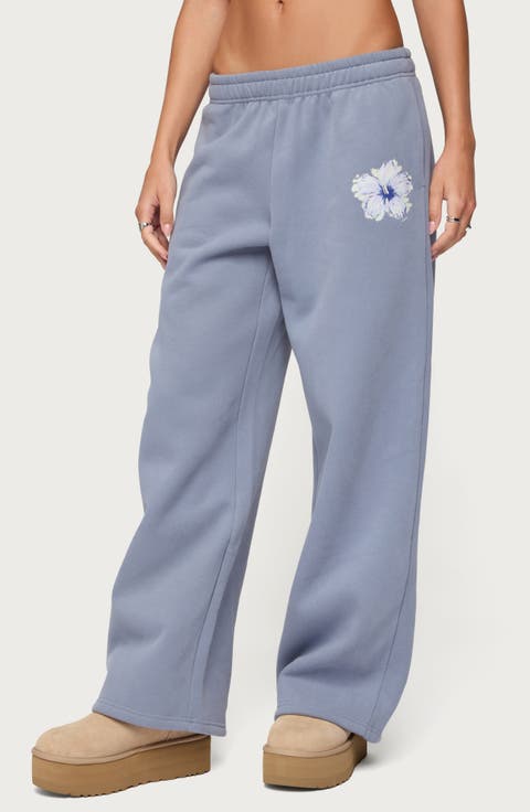 Tropical Bloom Wide Leg Sweatpants