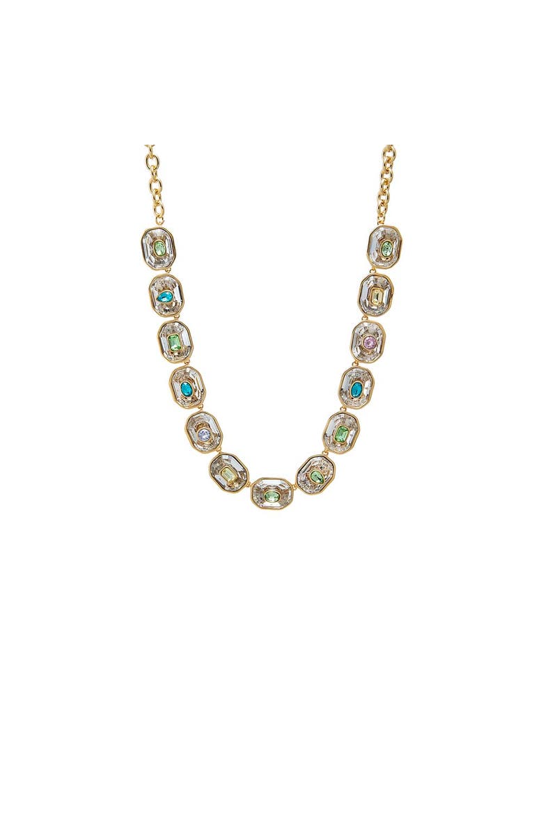 BY ADINA EDEN Fancy Colored Octagon Bezel Half Tennis Necklace, Main, color, Gold