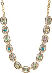 BY ADINA EDEN Fancy Colored Octagon Bezel Half Tennis Necklace