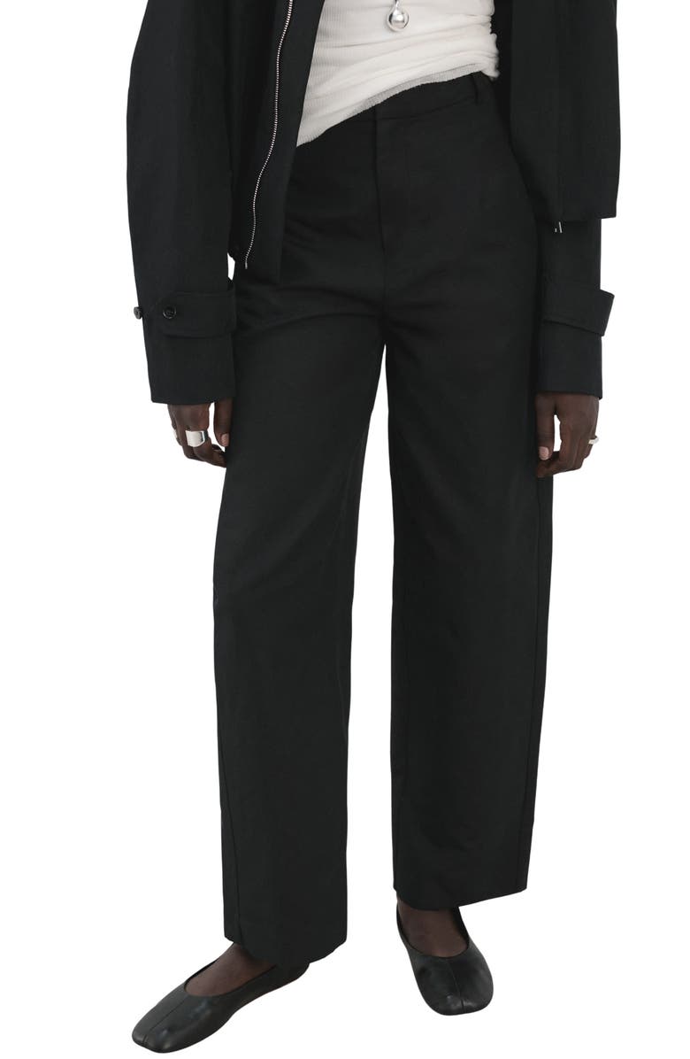 MANGO Barrel Cotton & Linen Pants, Main, color, 