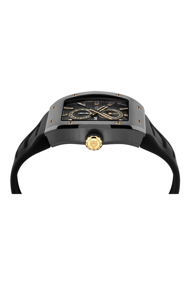 Stormbreaker Three Hand Quartz Silicone Strap Watch, 43mmx 52mm, Alternate, color, BLACK/ GUNMETAL/ BLACK