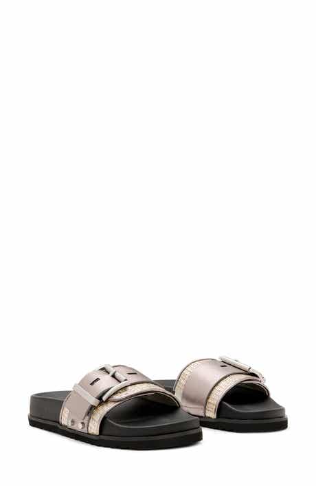 AllSaints Ellie Raffia Stud Slide Sandal