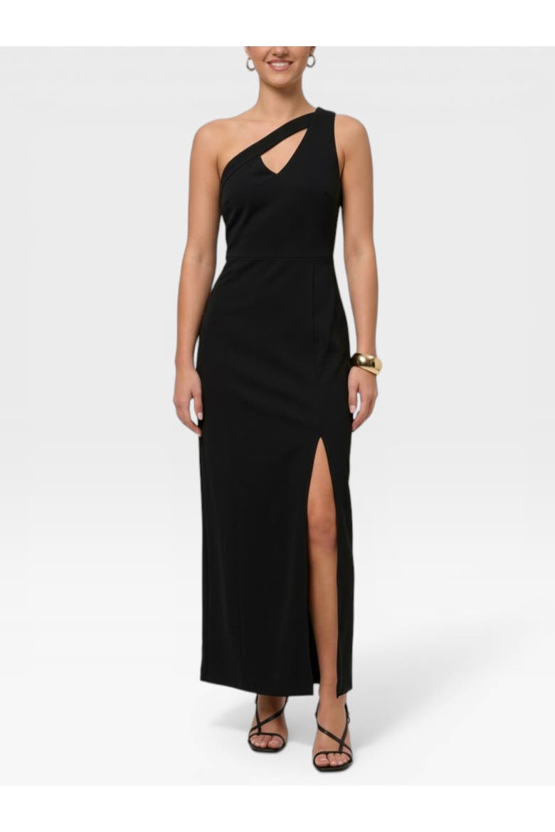 Lara One-Shoulder Cutout Maxi Dress, Main, color, Black