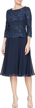 Alex Evenings Embroidered Bodice Mock Cocktail Dress