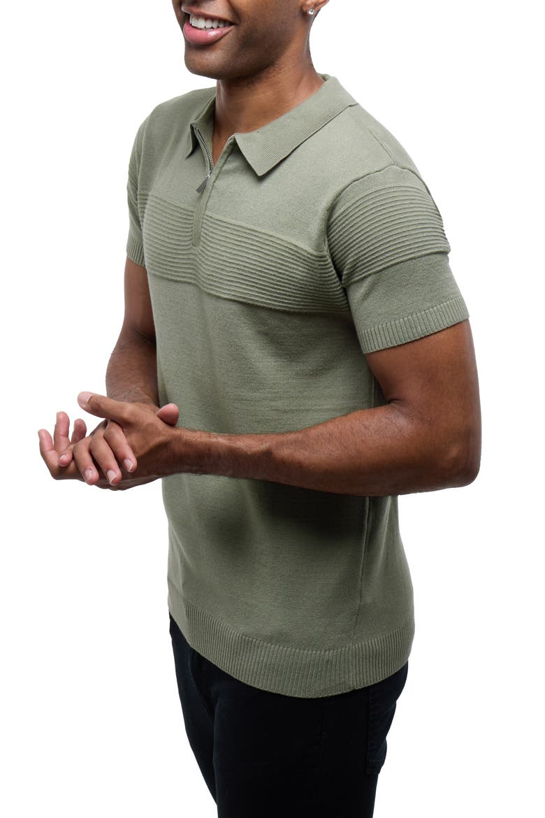 Ottoman Accent Short Sleeve Half-Zip Sweater, Alternate, color, SAGE