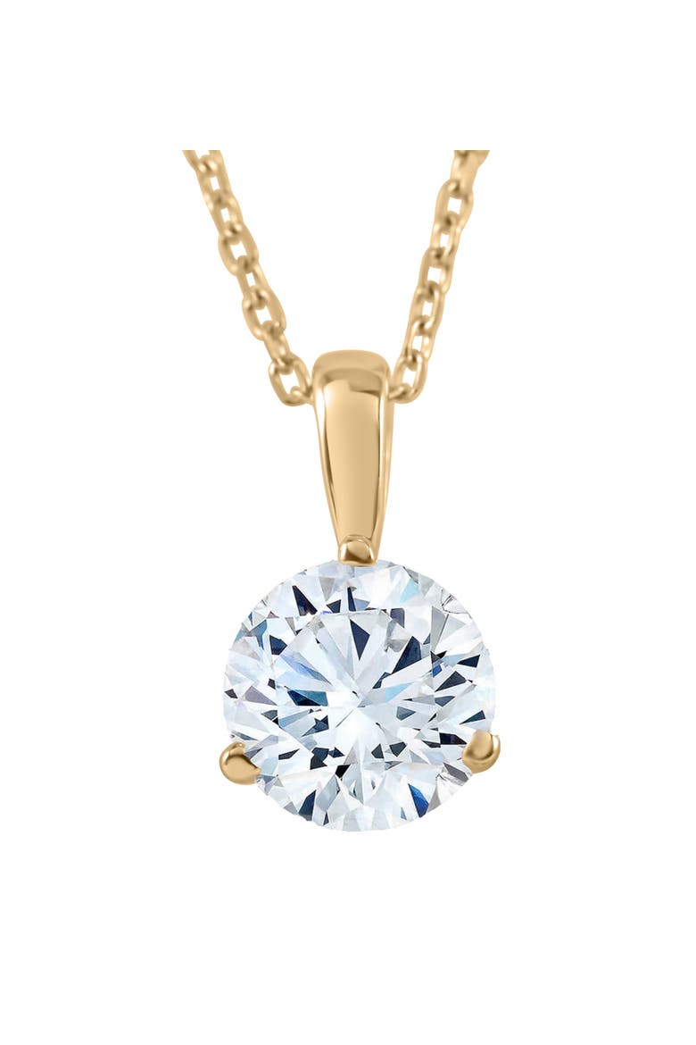 1/3Ct Diamond Small Solitaire Pendant Lab Grown 14k Gold 3-Prong Necklace, Main, color, 14k Yellow Gold
