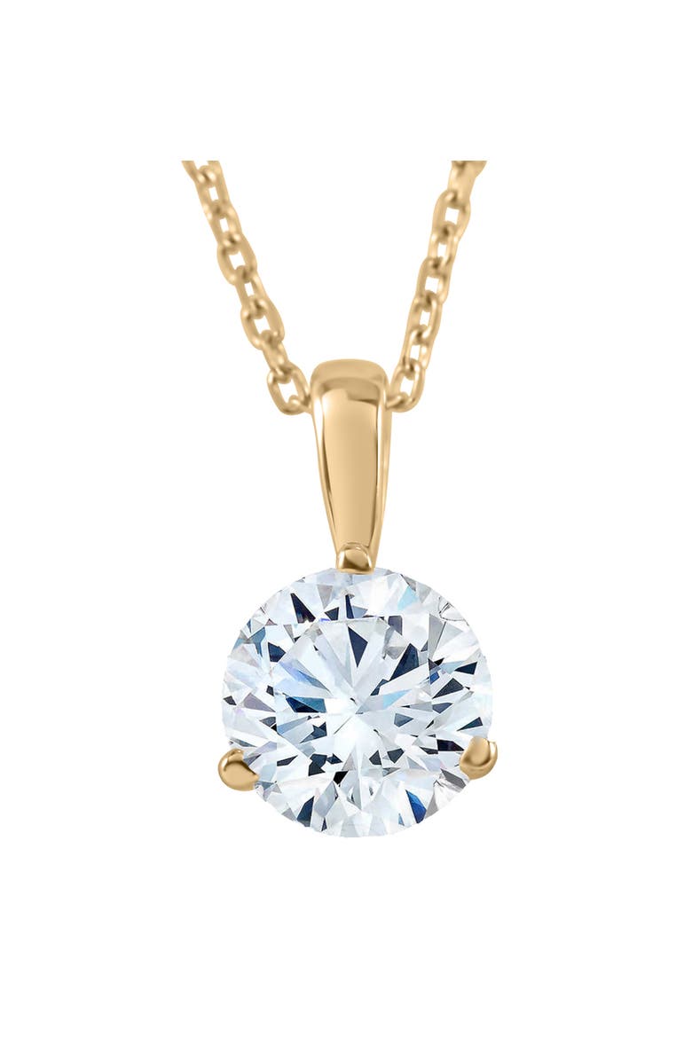 Bliss Diamond 1/3Ct Diamond Small Solitaire Pendant Lab Grown 14k Gold 3-Prong Necklace, Main, color, 14K Yellow Gold