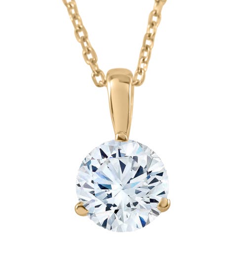 1/3Ct Diamond Small Solitaire Pendant Lab Grown 14k Gold 3-Prong Necklace