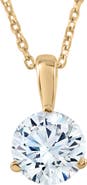Bliss Diamond 1/3Ct Diamond Small Solitaire Pendant Lab Grown 14k Gold 3-Prong Necklace
