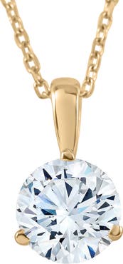 Bliss Diamond 1/3Ct Diamond Small Solitaire Pendant Lab Grown 14k Gold 3-Prong Necklace