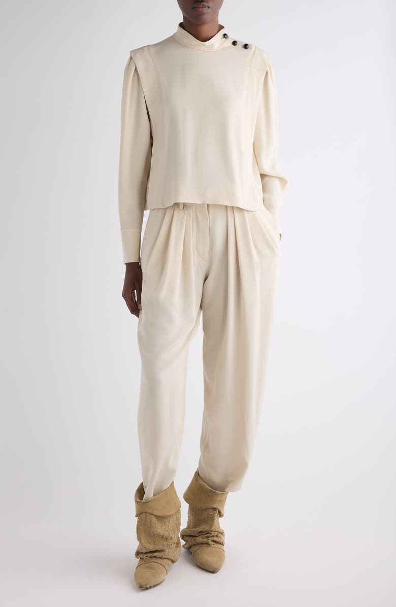 Isabel Marant Felissa Button Shoulder Mock Neck Top, Alternate, color, Ecru
