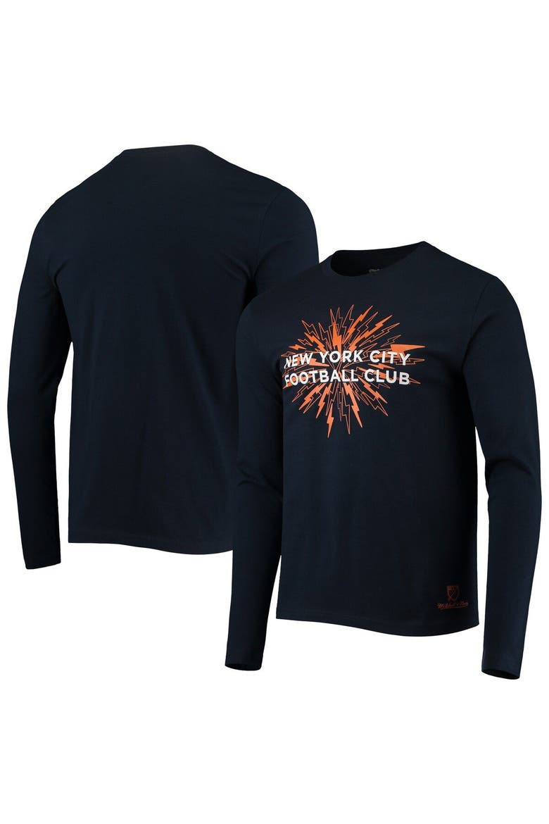Men's Mitchell & Ness Navy New York City FC For The City Long Sleeve T-Shirt, Main, color, Navy