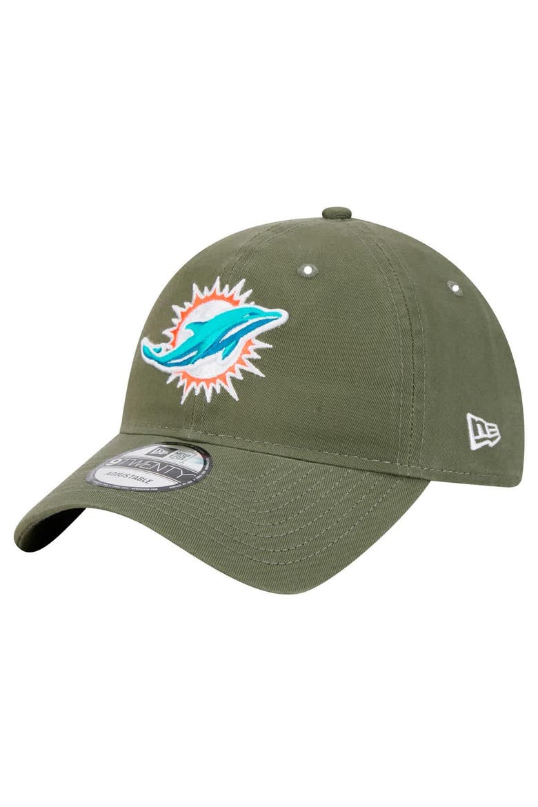 Men's New Era Olive Miami Dolphins Main 9TWENTY Adjustable Hat, Main, color, Olive