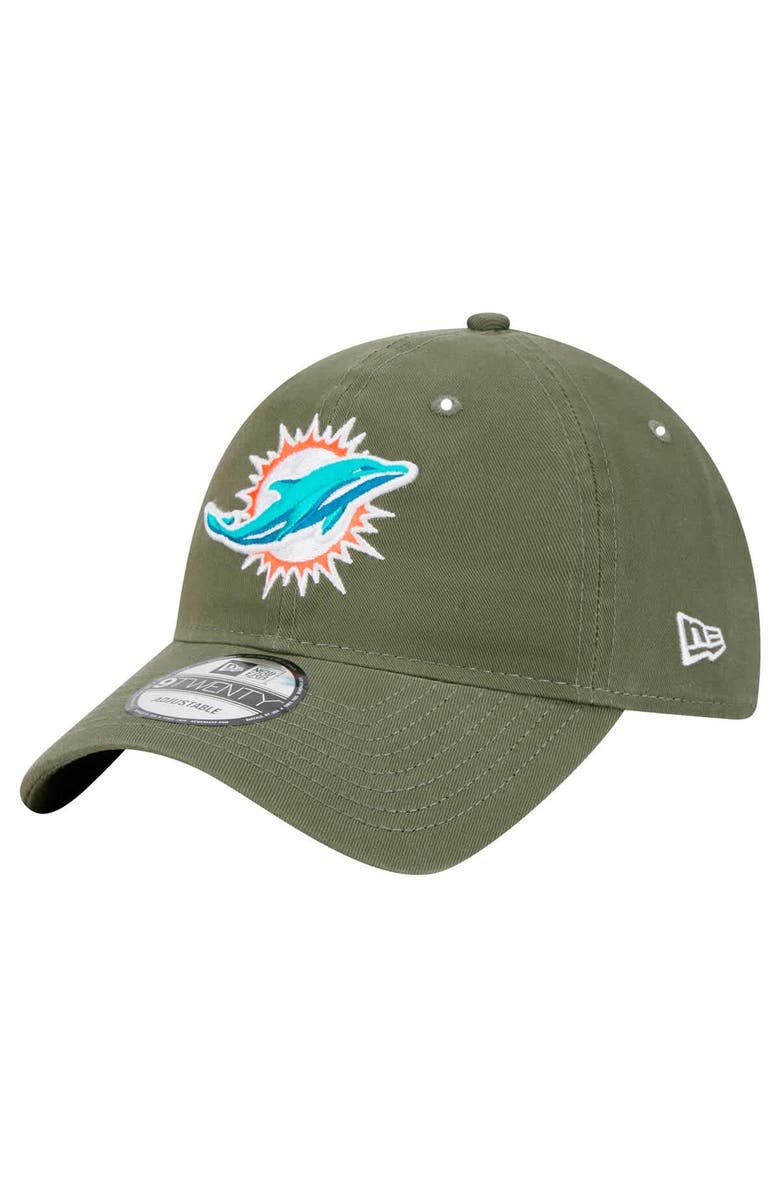 New Era Men's New Era Olive Miami Dolphins Main 9TWENTY Adjustable Hat, Main, color, Olive