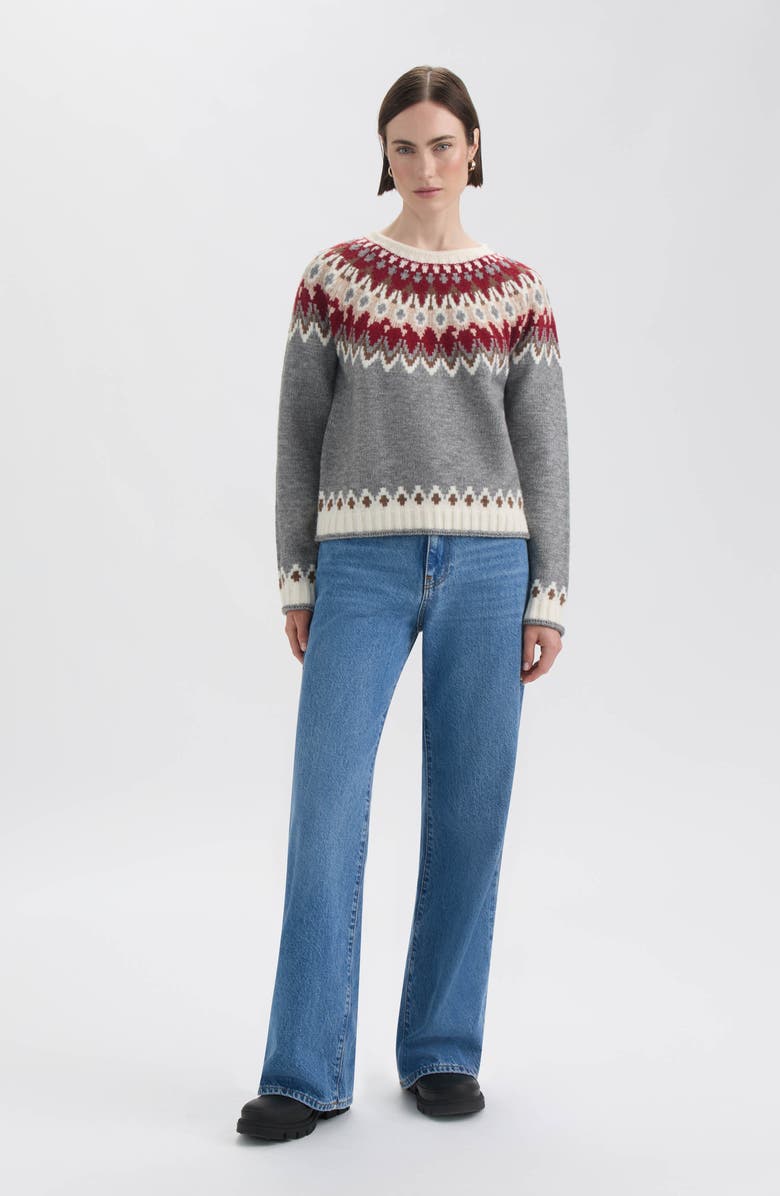 Hunter Jacquard Crewneck Sweater, Alternate, color, Grey