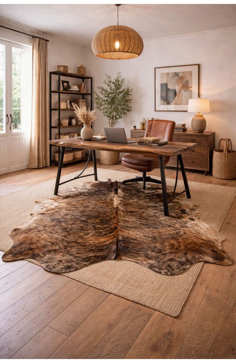 Rhacam Eco Hides Brindle Cowhide Rug  8'4" × 6'11", Alternate, color, Brindle