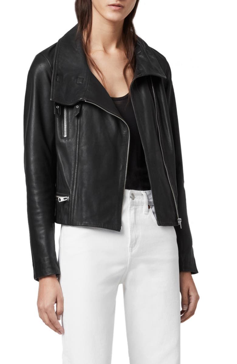 AllSaints Bales Leather Biker Jacket, Alternate, color,