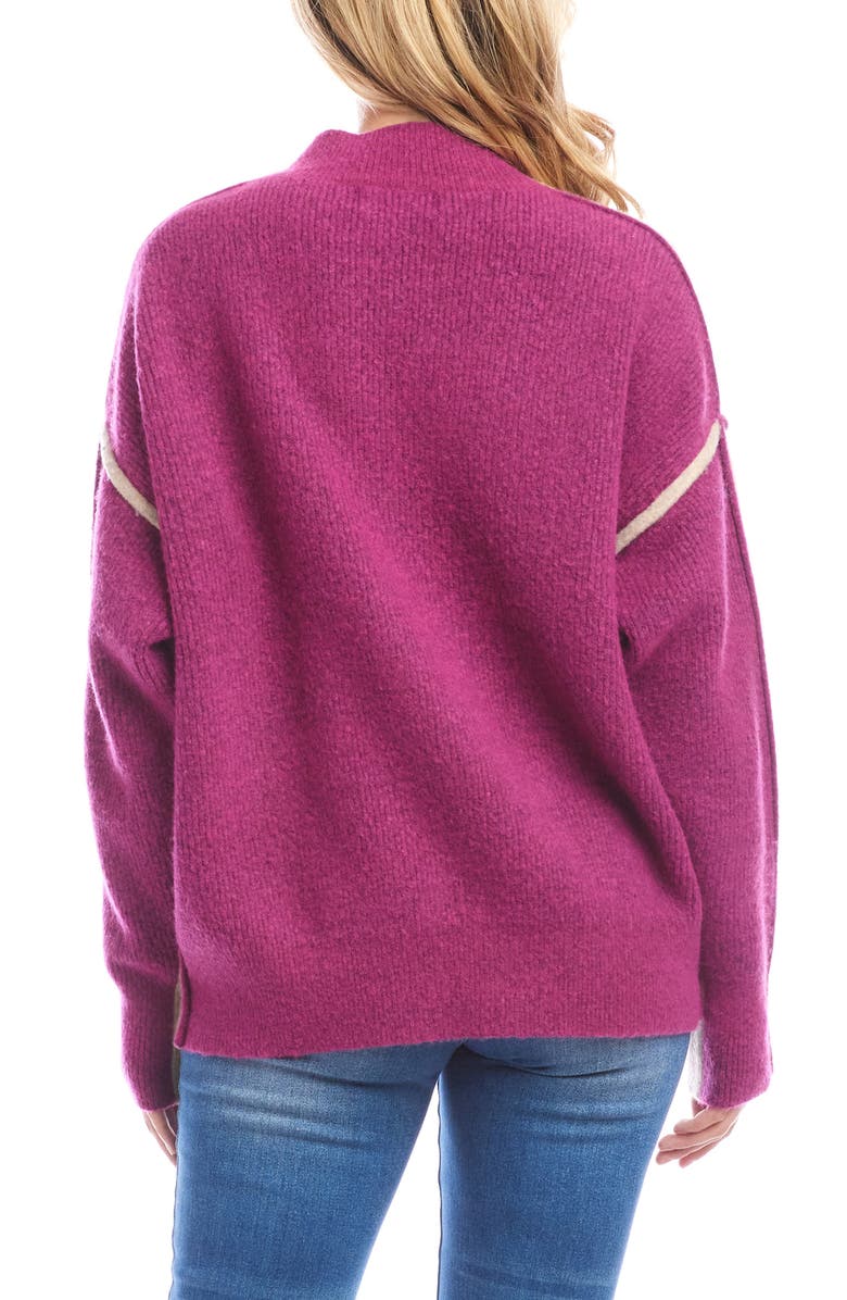 Karen Kane Colorblock Mock Neck Sweater, Alternate, color, Oatmeal/ Orchid