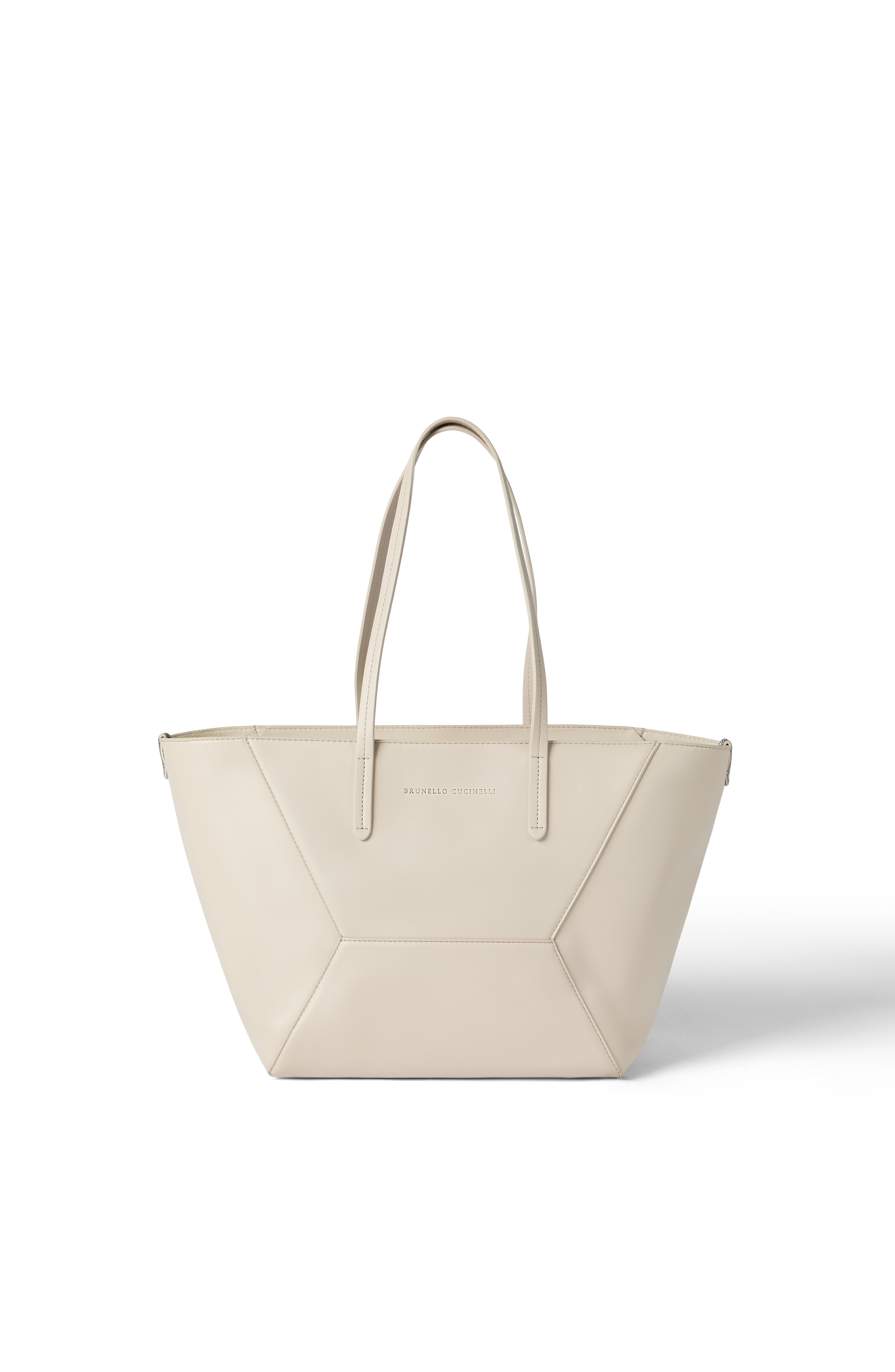 Brunello Cucinelli Calfskin small BC Duo bag, Main, color, Ivory