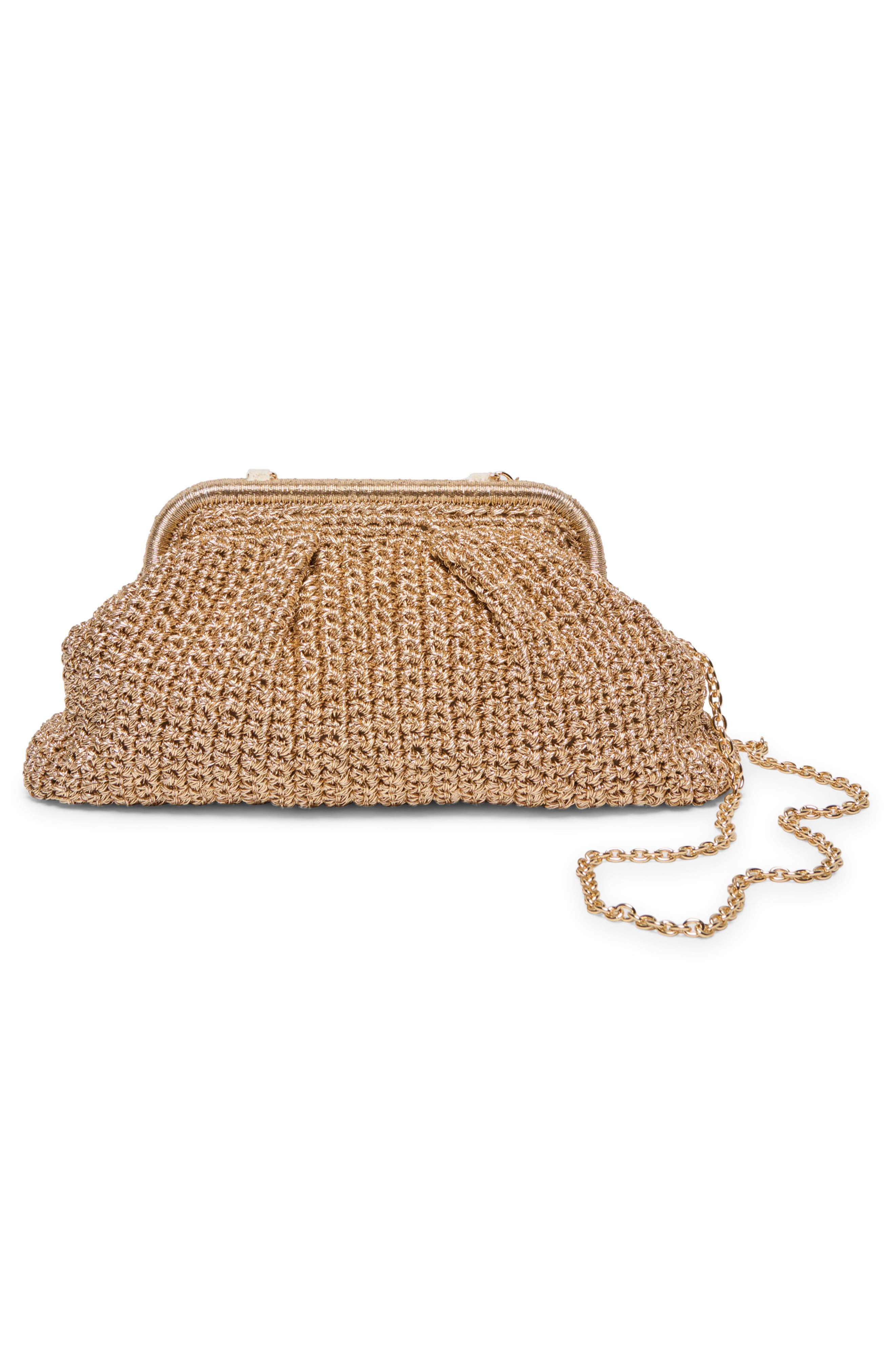 Dolce Vita Woven Frame Clutch, Alternate, color, Gold